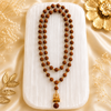 Original 5 Mukhi Rudraksha Mala with Brass Capping and Trishul Damru Pendent