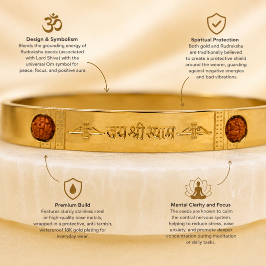 The Resilience Kada ( 18 K Gold Plated ) - Rudraksha