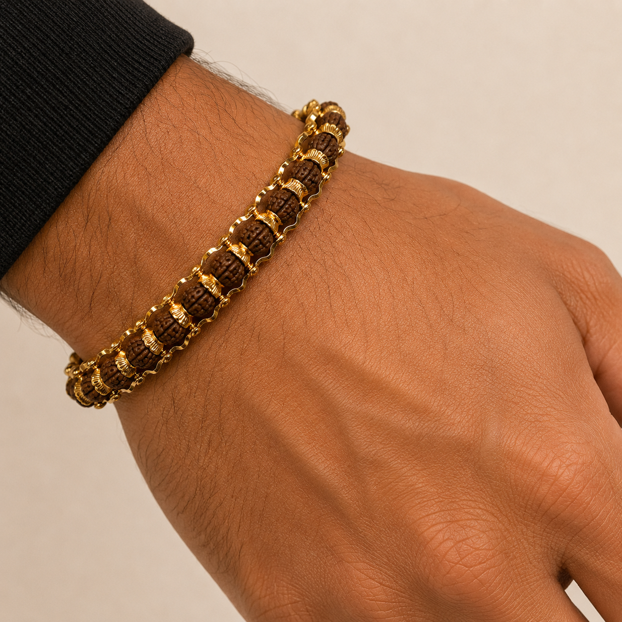5-MUKHI RUDRAKSHA BRACELET WITH METAL CAPPING