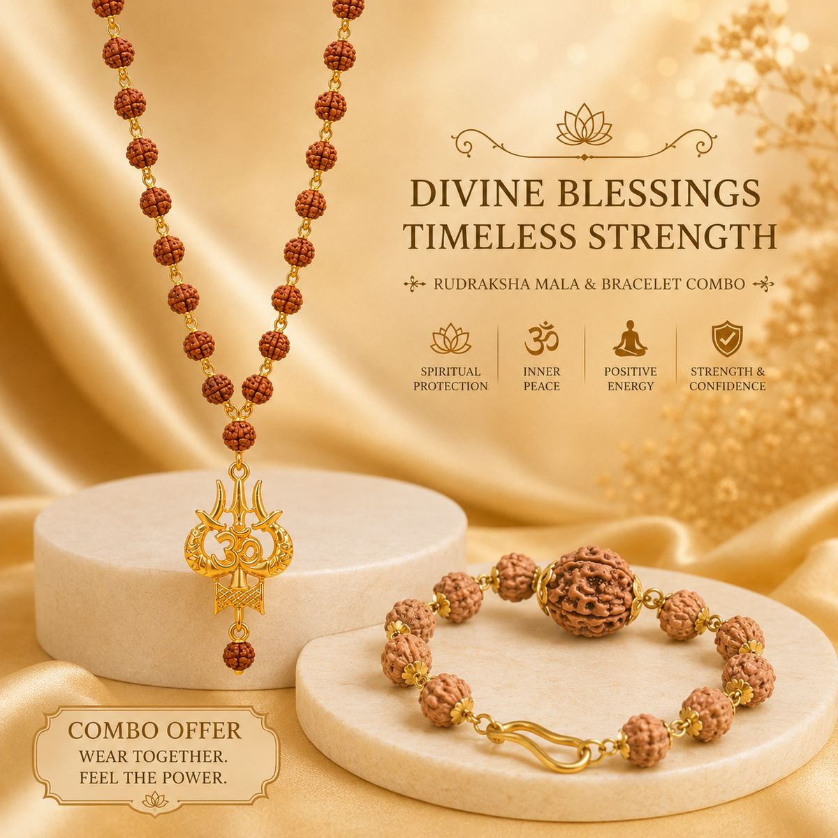 Mahakaal Mala and Panch Mukhi Bracelet ( gold capping )
