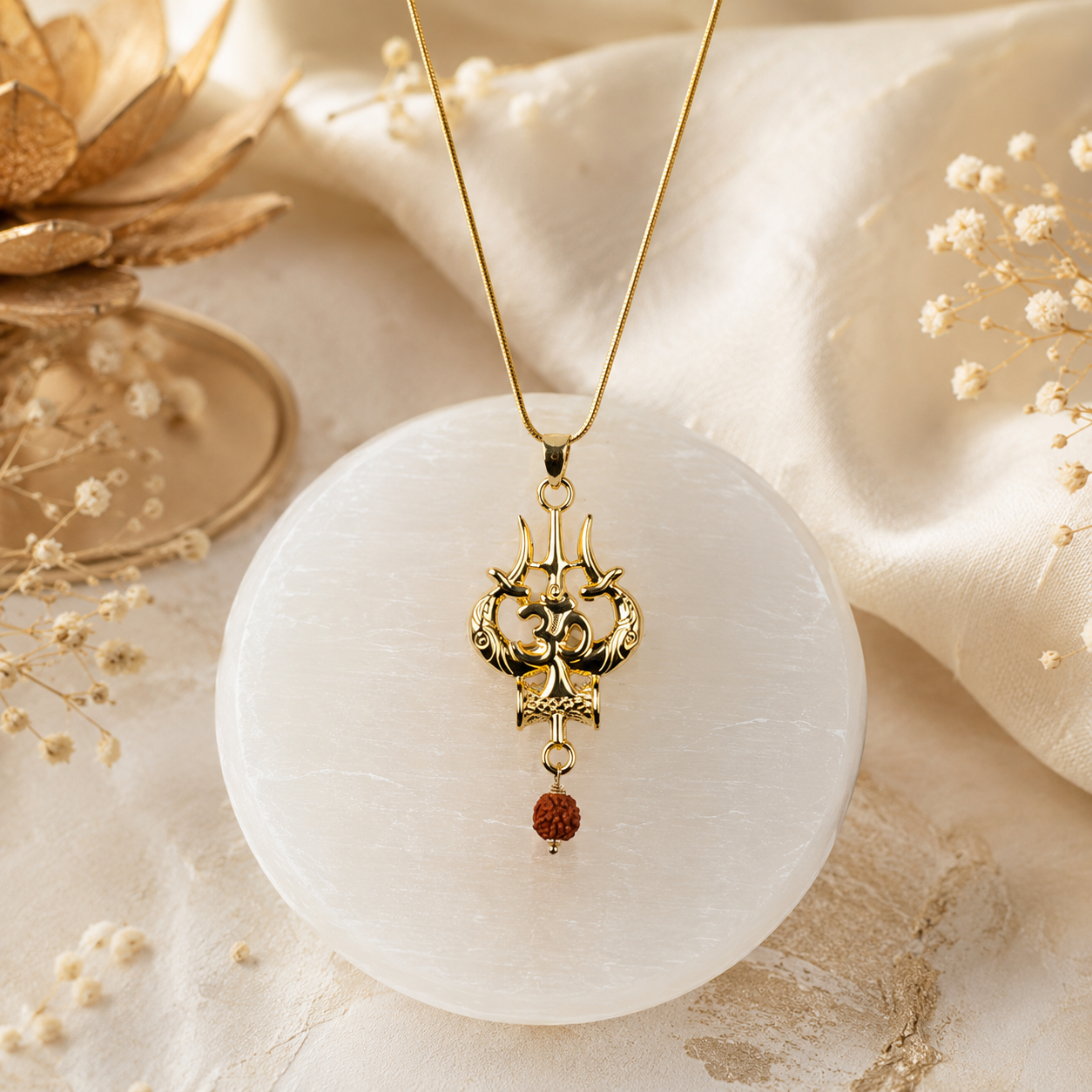 18 Carat Gold Plated Mahakal Locket with Chain - Non Tarnish