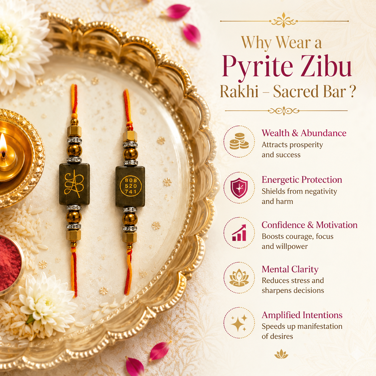 Pyrite Zibu Rakhi – Sacred Bar ( PACK OF 2 )