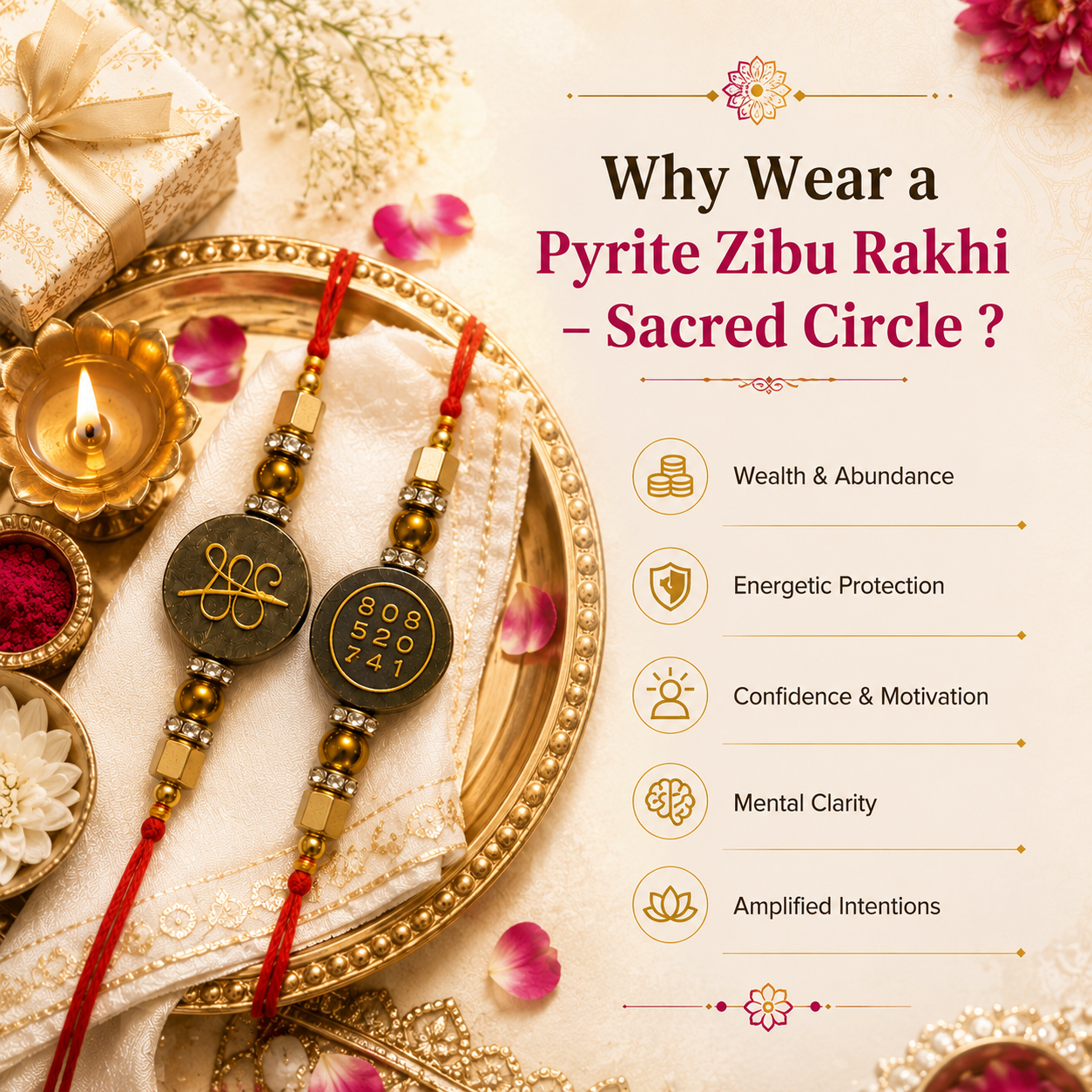 Pyrite Zibu Rakhi – Sacred Circle ( PACK OF 2 )