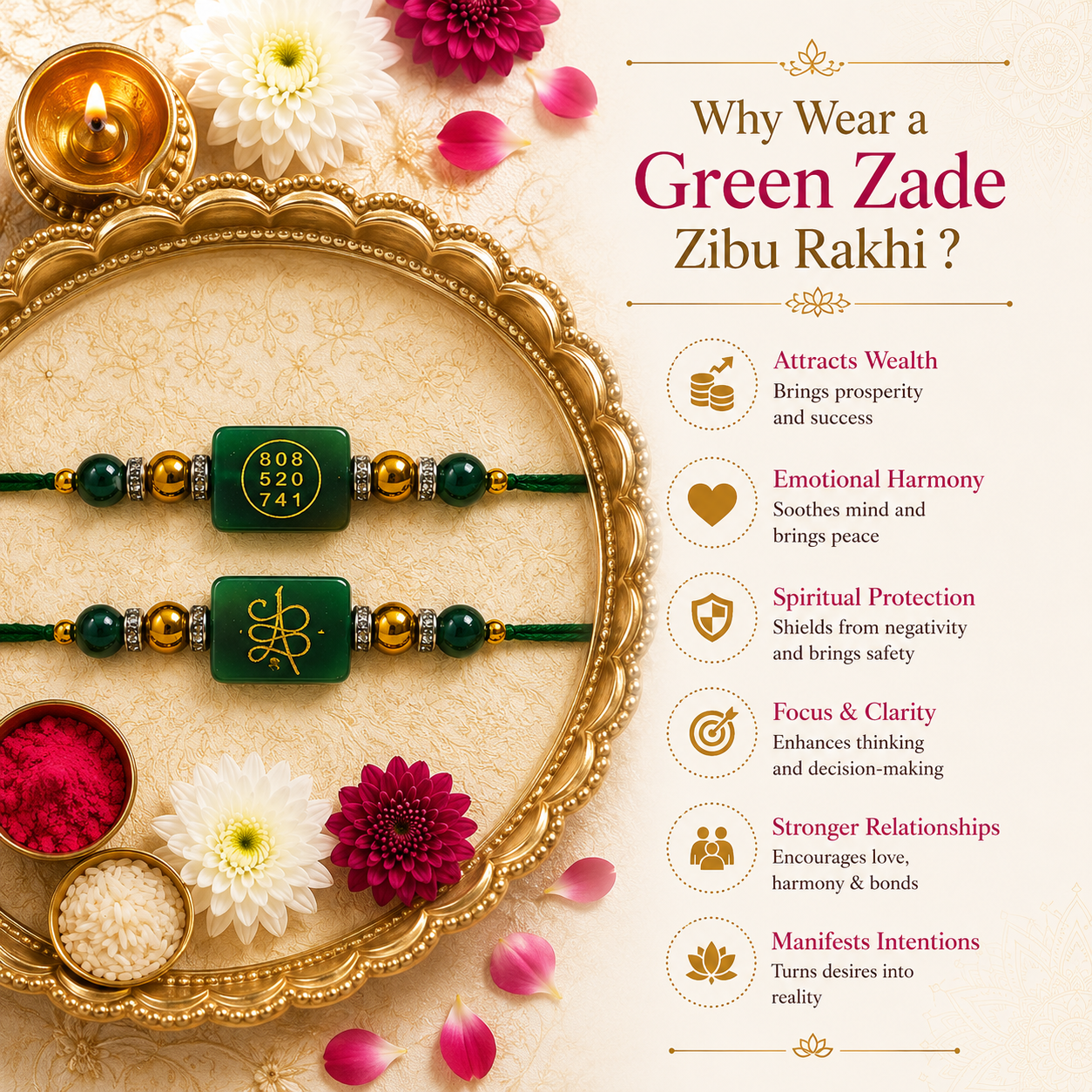 Green Jade Zibu Rakhi ( PACK OF 2 )
