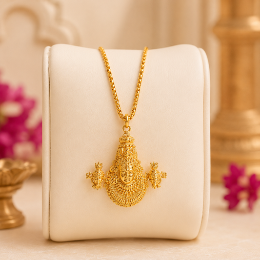 Tirupati Balaji Locket with Chain (Gold Plated)