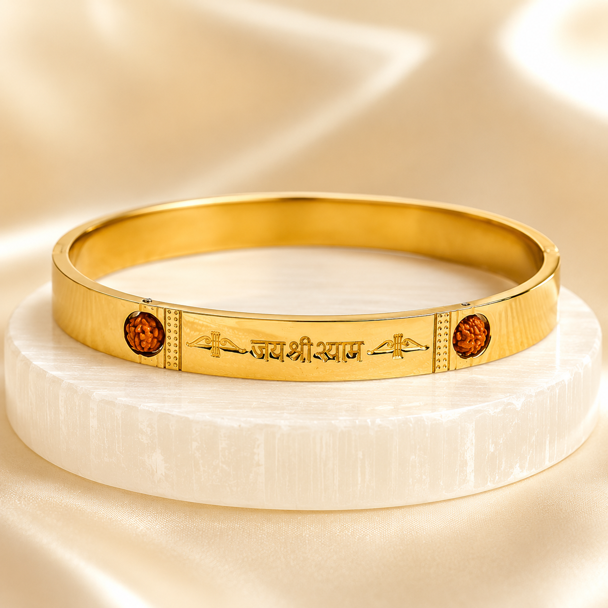 The Resilience Kada ( 18 K Gold Plated ) - Rudraksha
