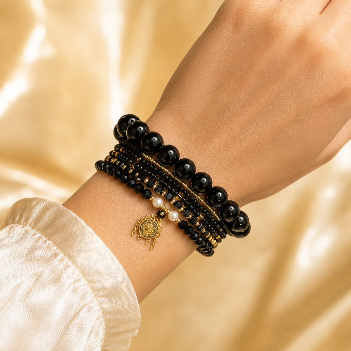 Black Tourmaline ( Set of 6 Bracelets )
