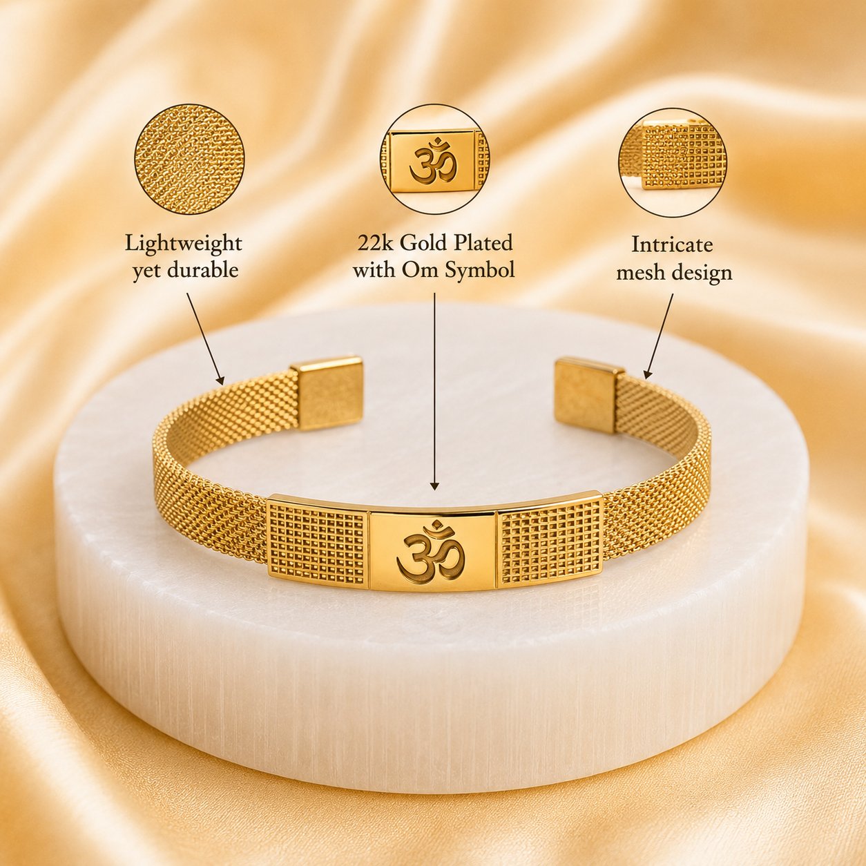 The Resilience Cuff 22k Gold Plated - Om 3