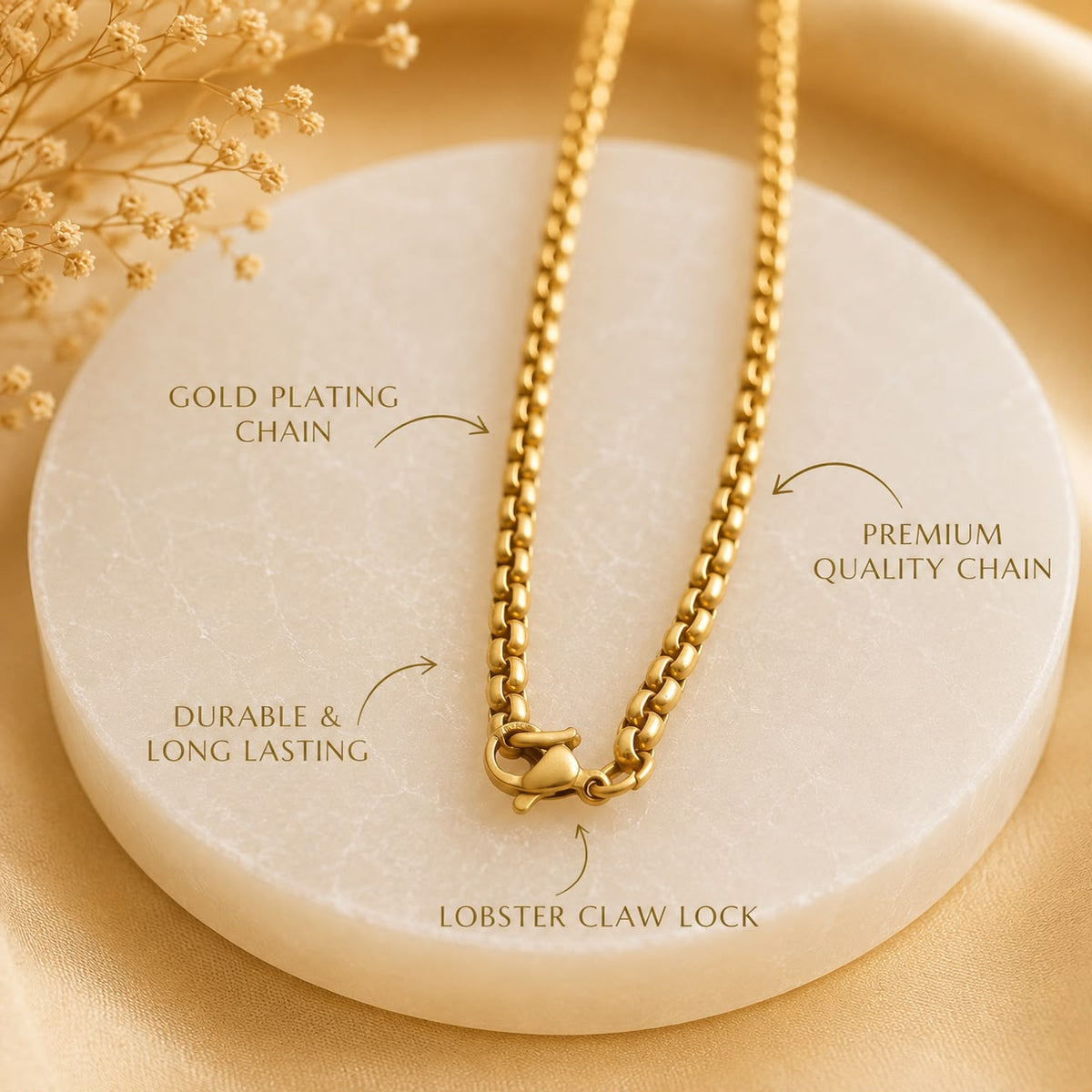 Tirupati Balaji Locket with Chain (Gold Plated)