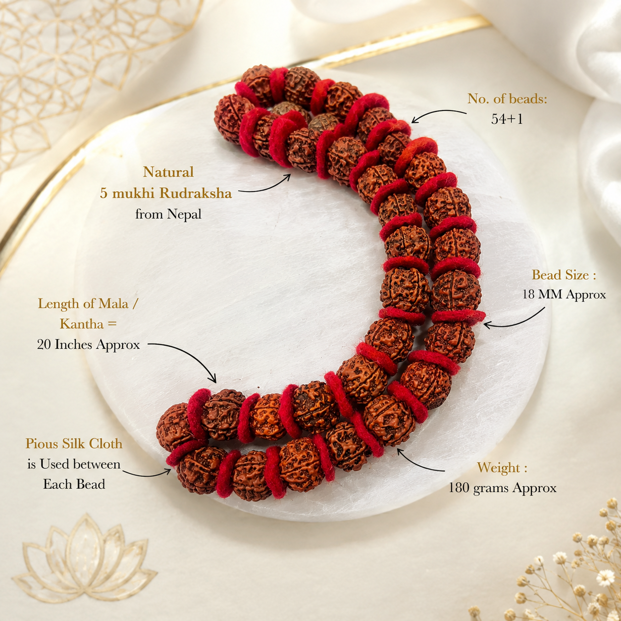 5 Mukhi Natural Rudraksh Kantha Mala
