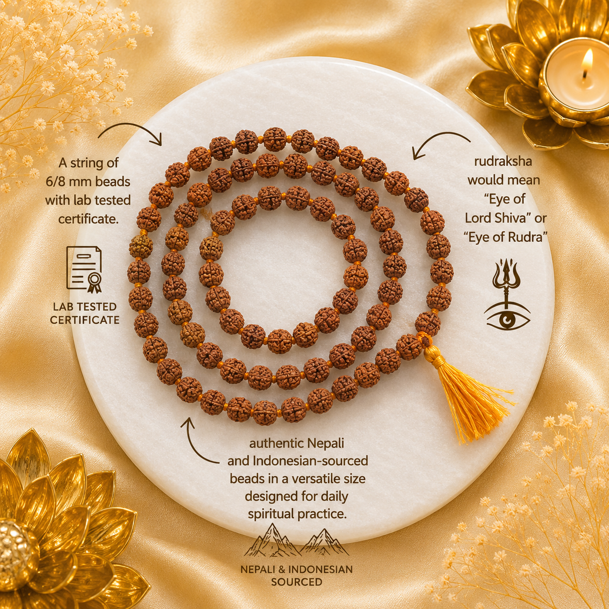 Authentic 5 Mukhi (Five-faced) Rudraksha Mala