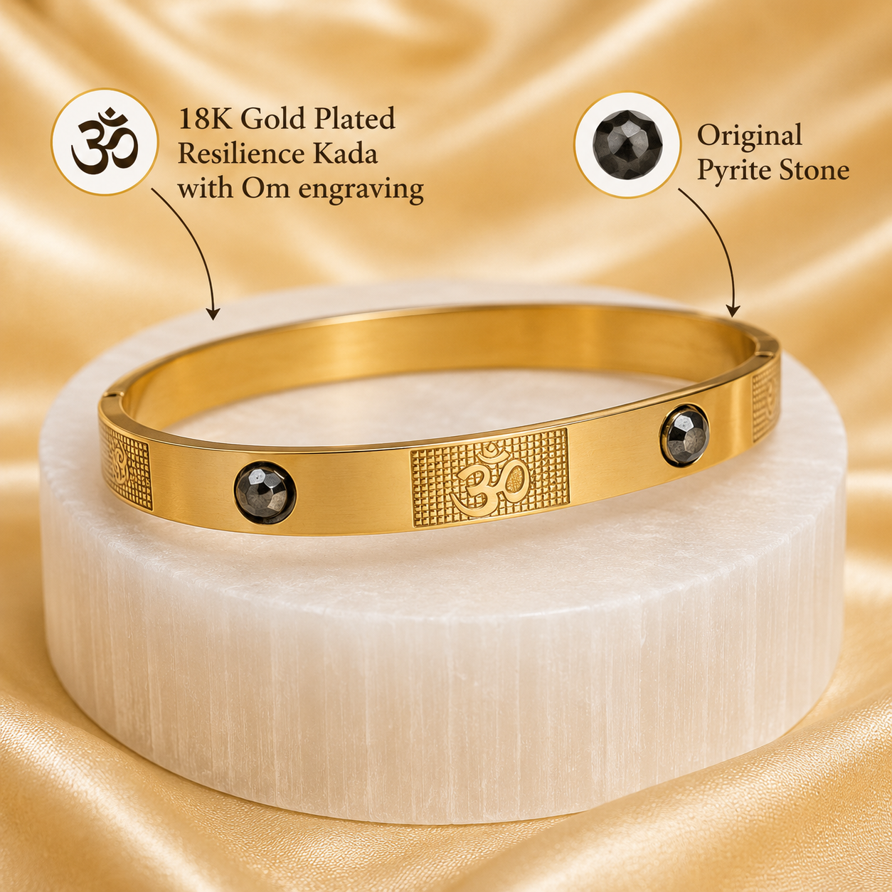 The Resilience Kada ( 18 K Gold Plated ) - Pyrite