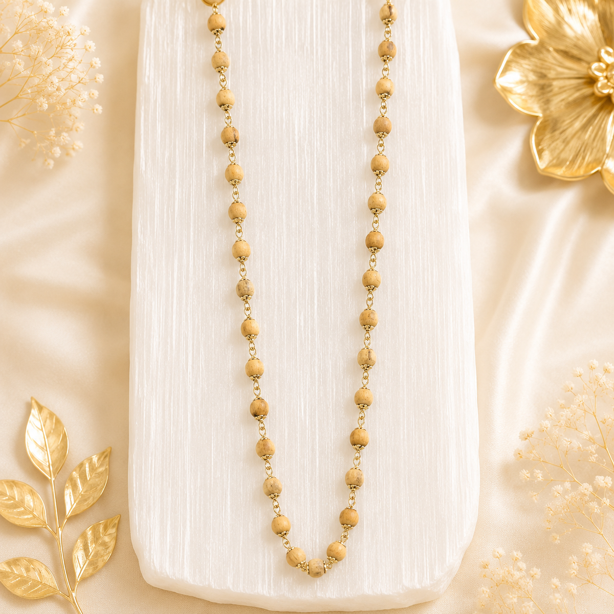 Natural Tulsi Mala In Pure Silver