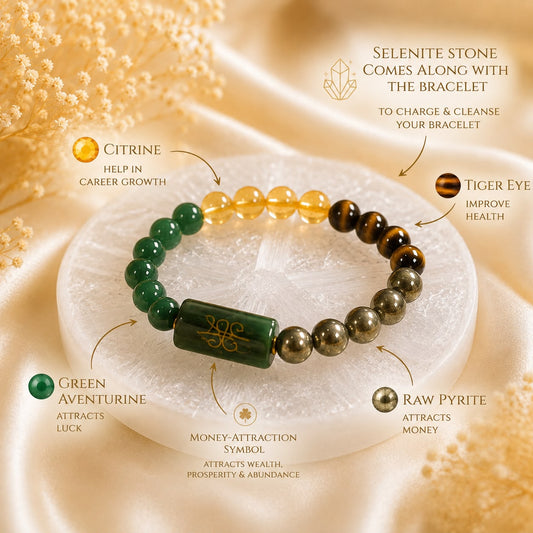 Money Magnet Crystal Bracelet with Free Selenite Charging Plate