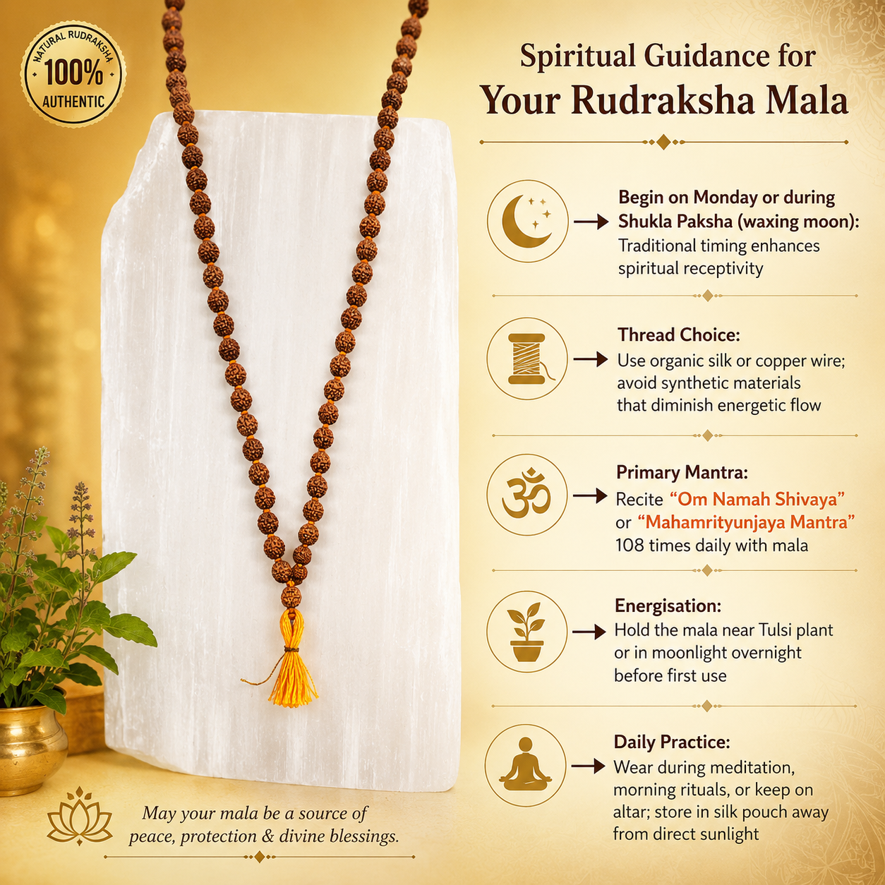 Authentic 5 Mukhi (Five-faced) Rudraksha Mala