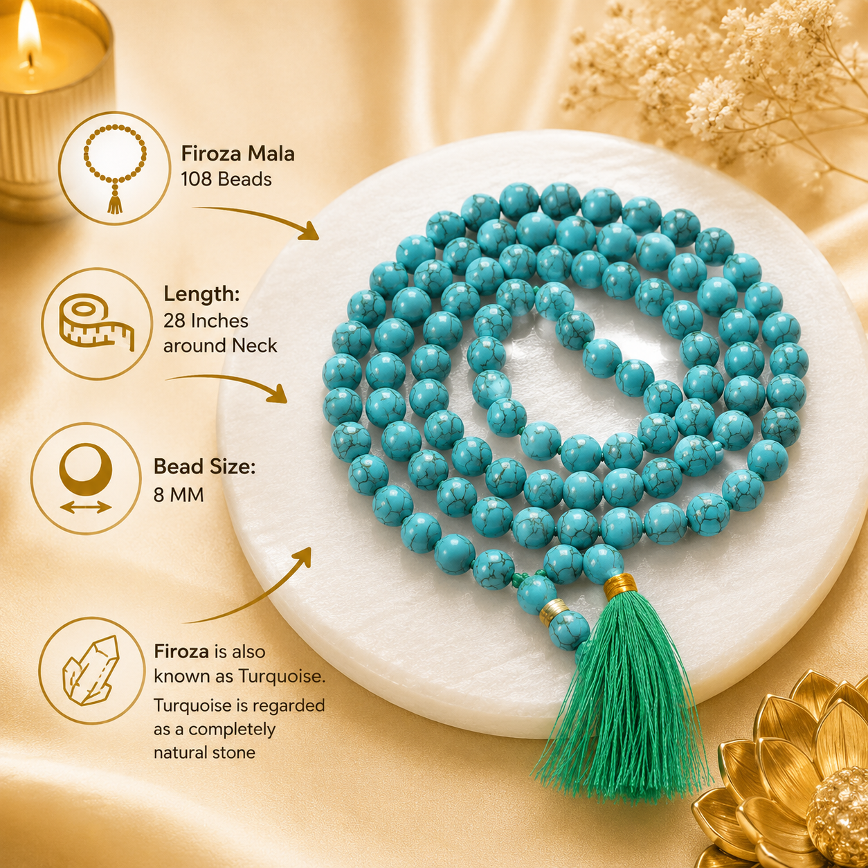 The Irani Firoza String ( Turquoise Stone )  108 Beads