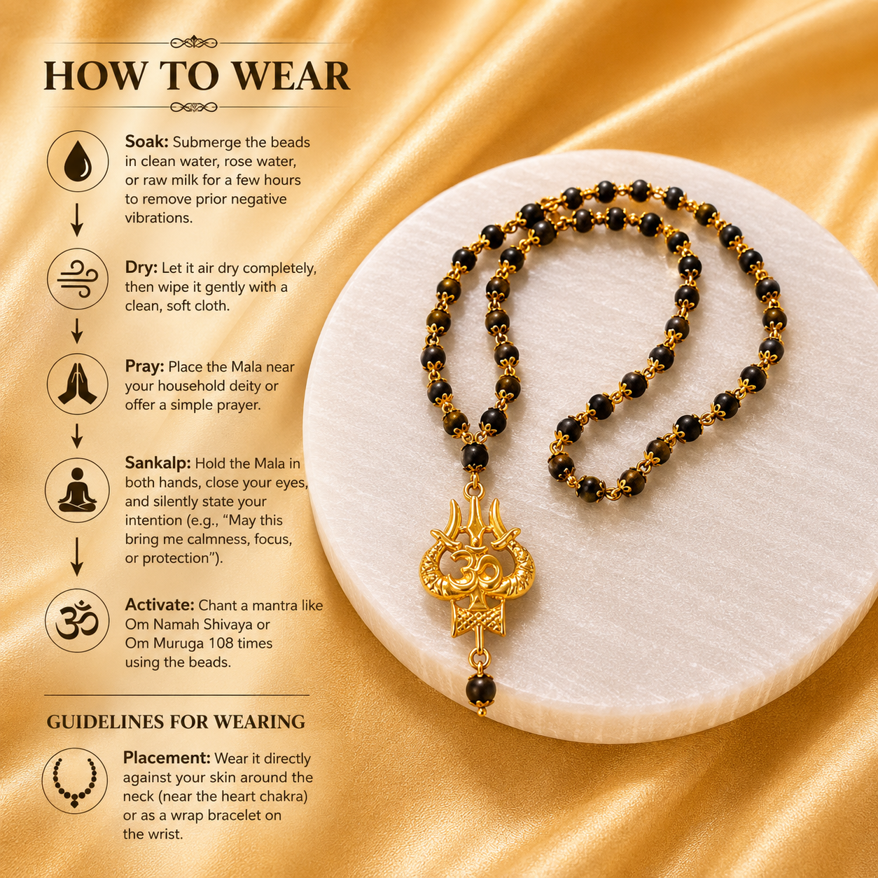 The Original Karungali Mala with 18 K Gold Plating