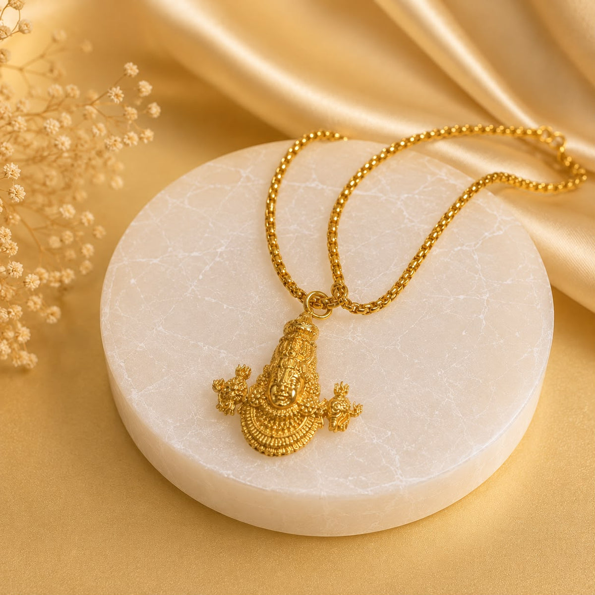 Tirupati Balaji Locket with Chain (Gold Plated)