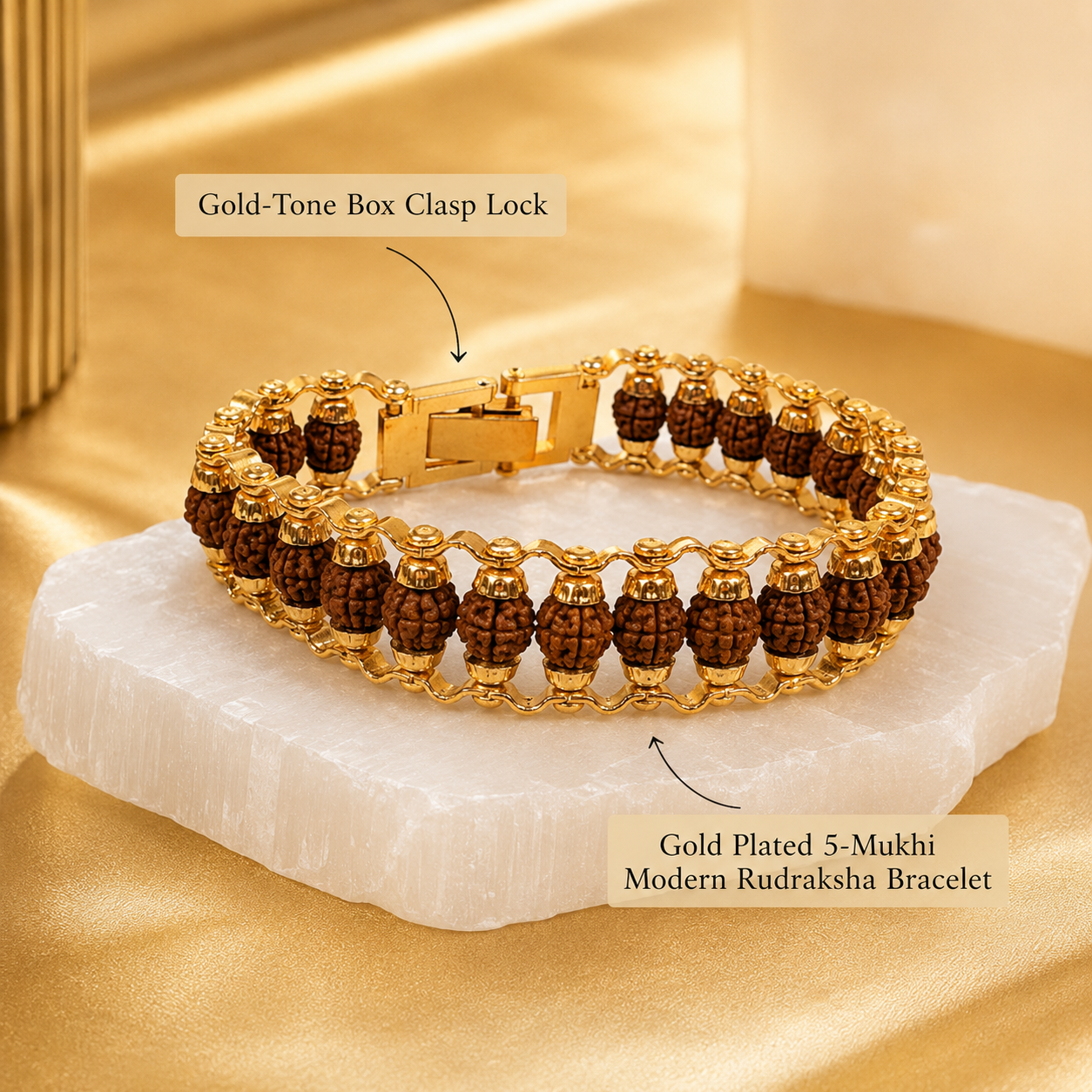 5-MUKHI RUDRAKSHA BRACELET WITH METAL CAPPING