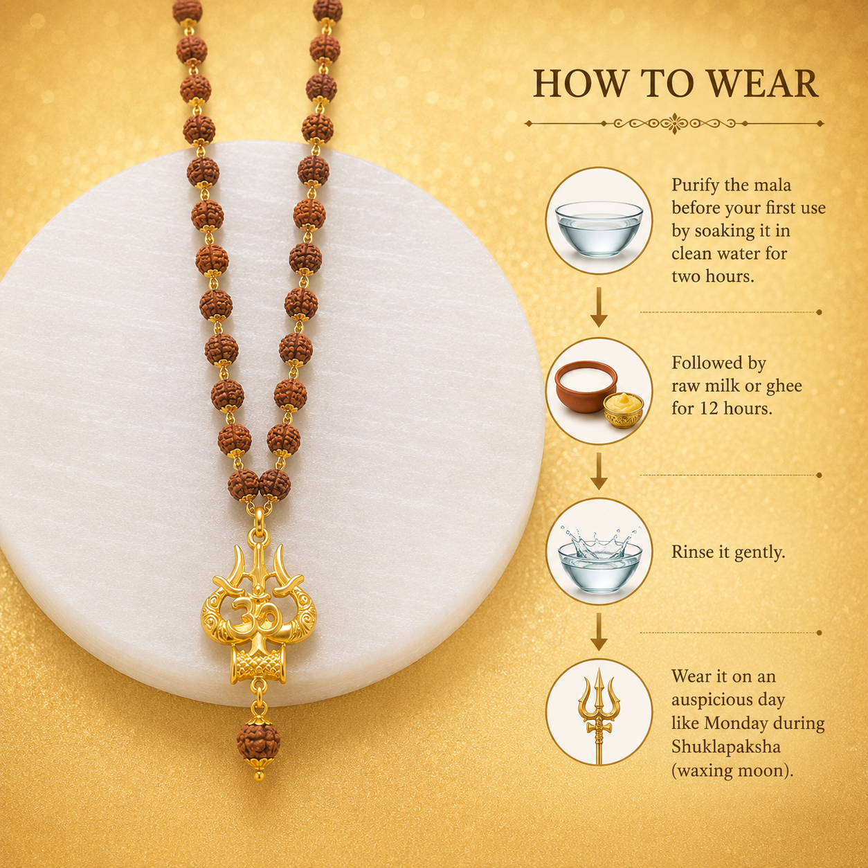 Mahakal Locket with Rudraksha Mala - Free Rudraksha Bracelet