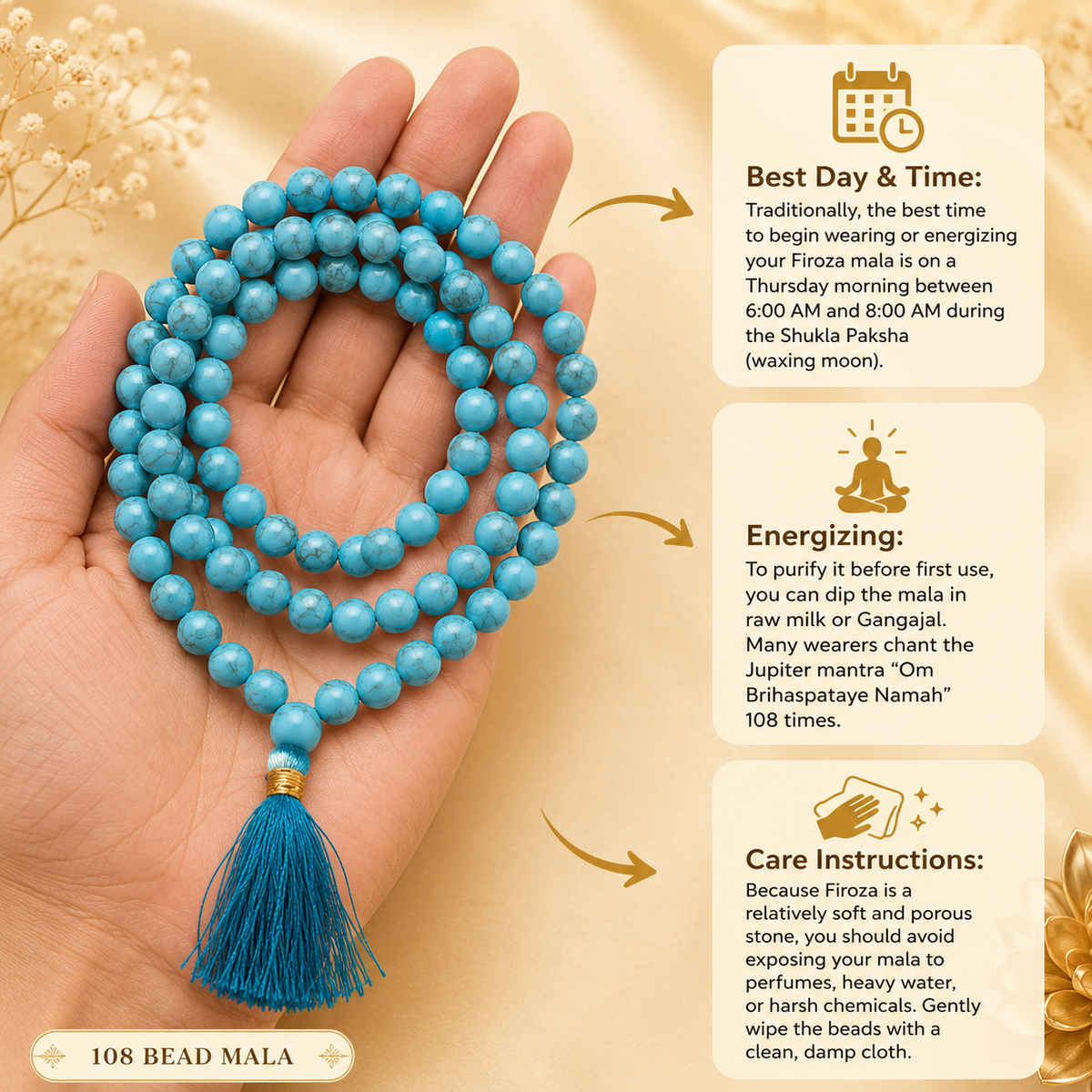 The Irani Firoza String ( Turquoise Stone )  108 Beads