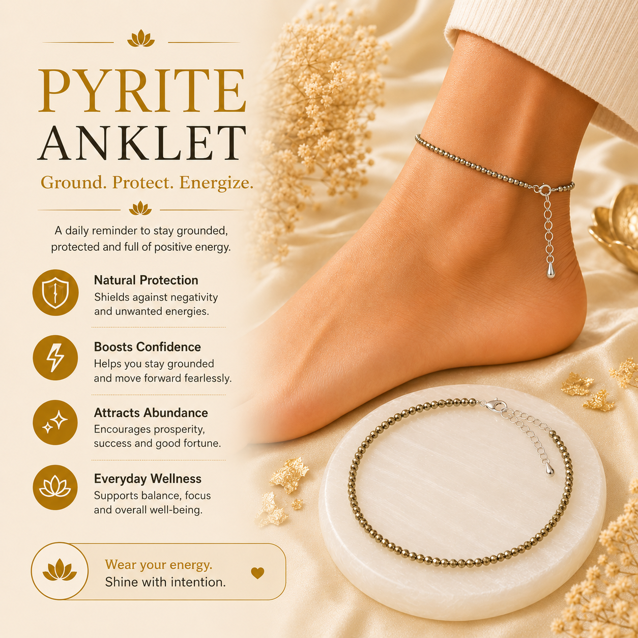 Raw Pyrite Anklet (Pack of 2)
