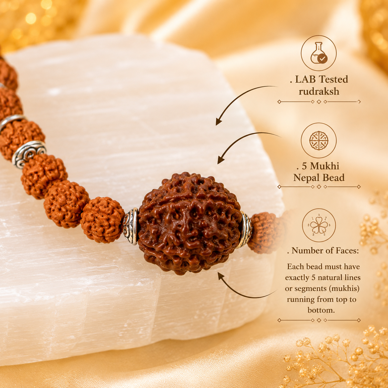 Authentic 5 Mukhi Rudraksha Bracelet (5 Mukhi Nepal Bead )