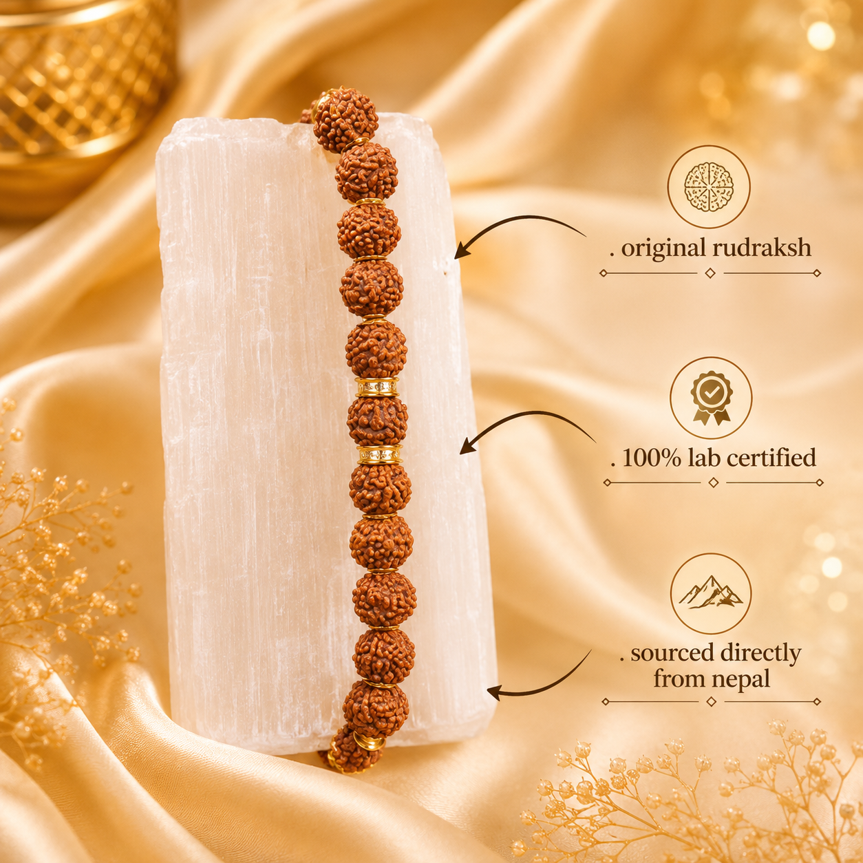 Authentic 5 Mukhi (Five-faced) Rudraksha Bracelet