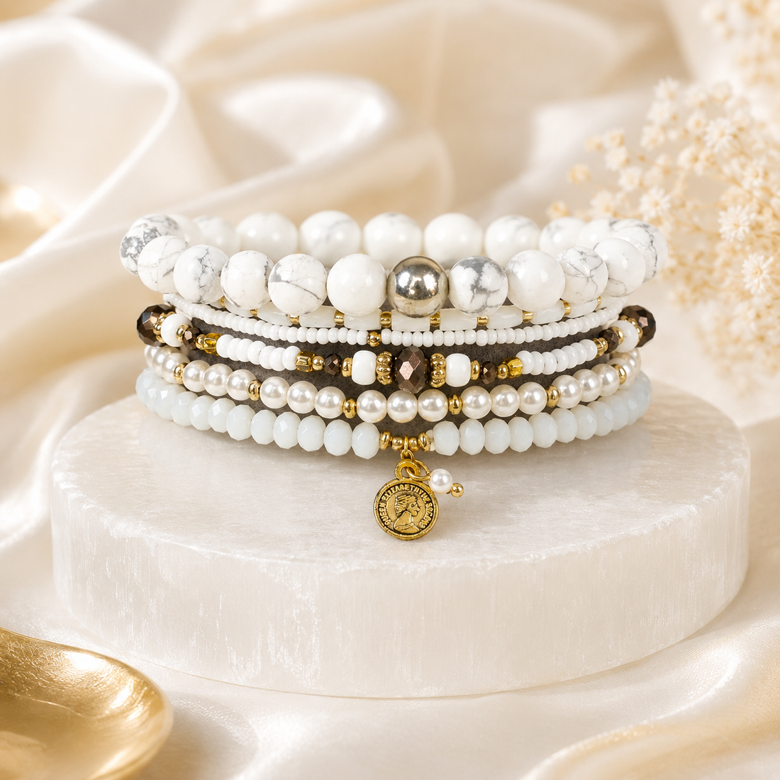 Find your Zen - Howlite ( Set of 6 Bracelets )