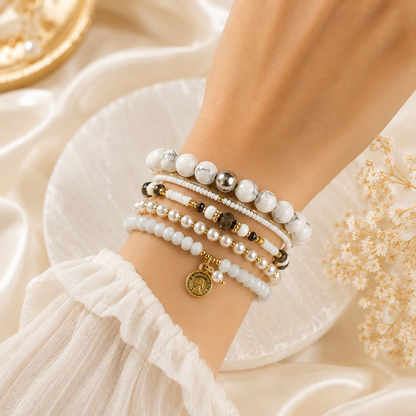 Find your Zen - Howlite ( Set of 6 Bracelets )