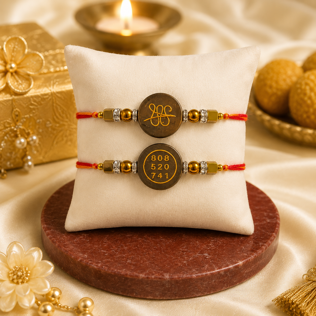 Pyrite Zibu Rakhi – Sacred Circle ( PACK OF 2 )