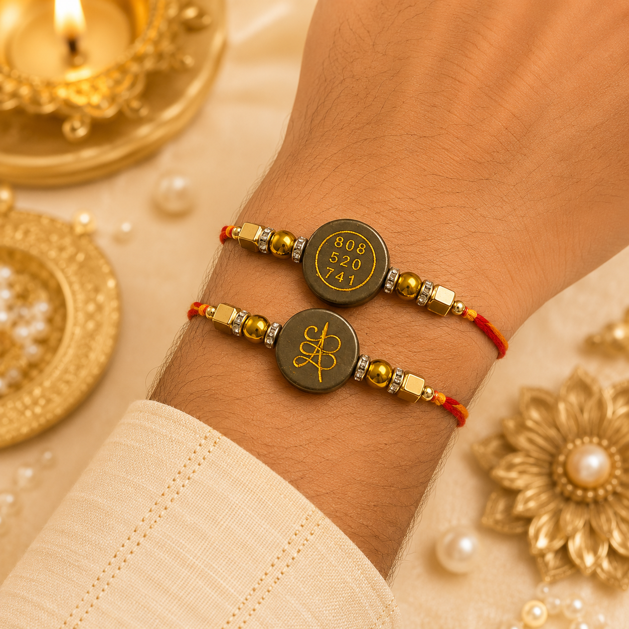 Pyrite Zibu Rakhi – Sacred Circle ( PACK OF 2 )