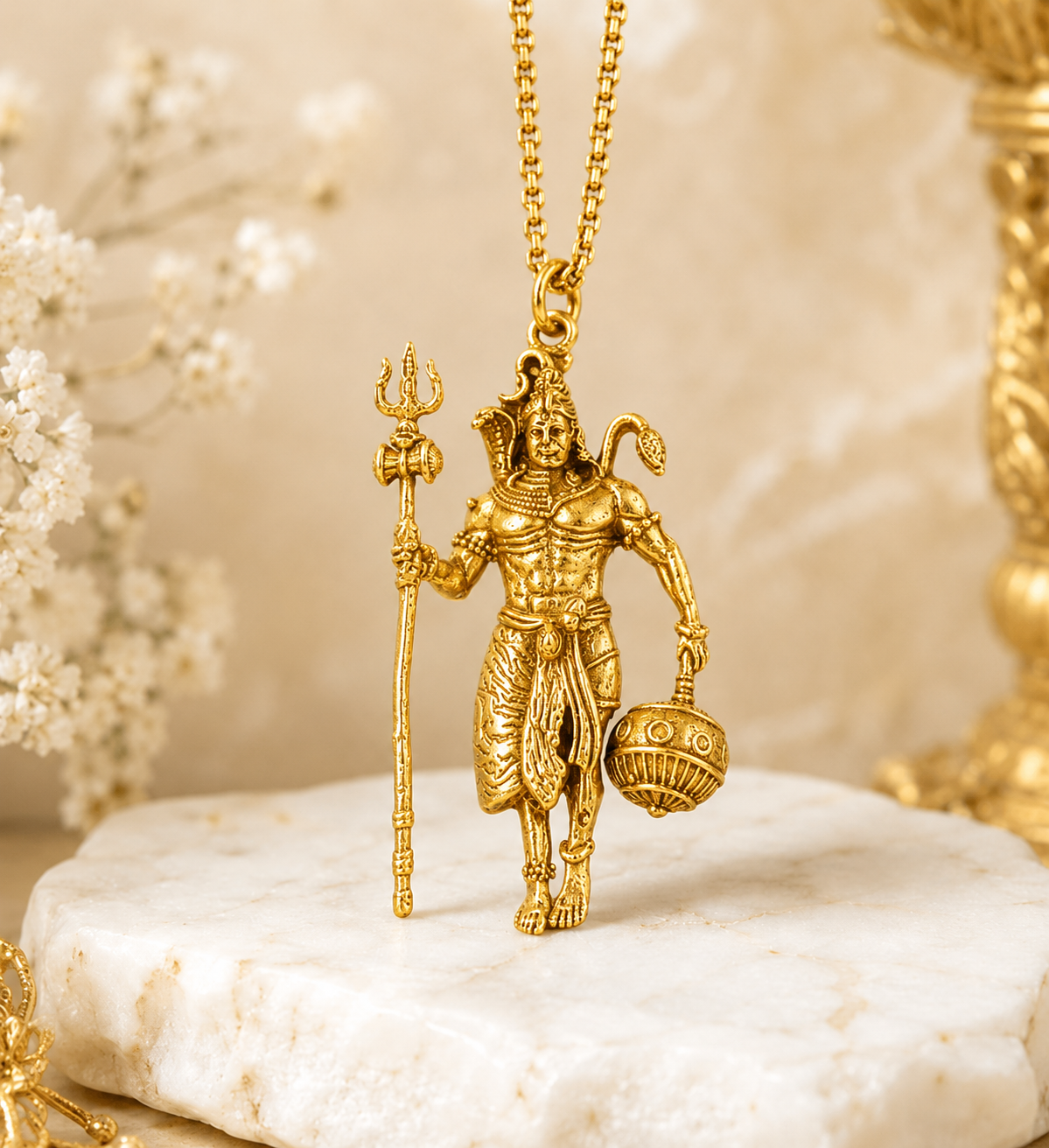 Rudra Hanuman Locket with Chain (Gold Plated)