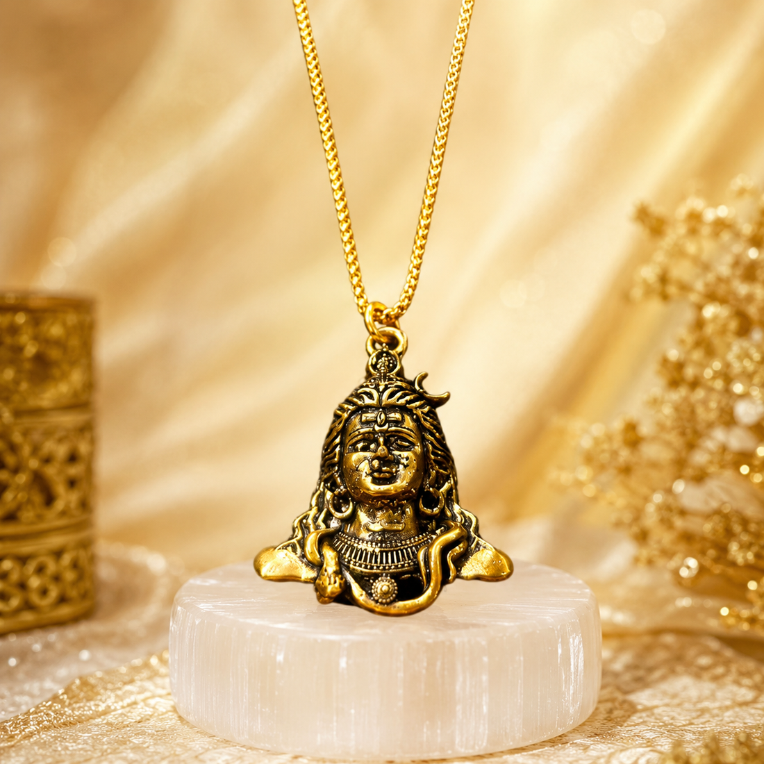 AdiYogi Locket with Chain (24K Gold Plated) - Free Rudraksha Bracelet