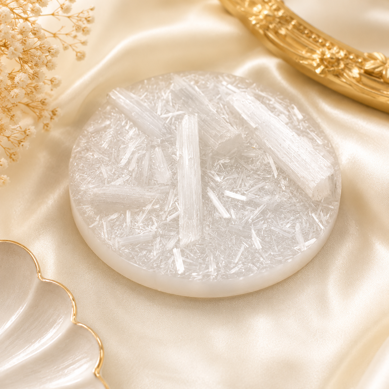 Natural Raw Selenite Plate – Moroccan Crystal Charging Stone