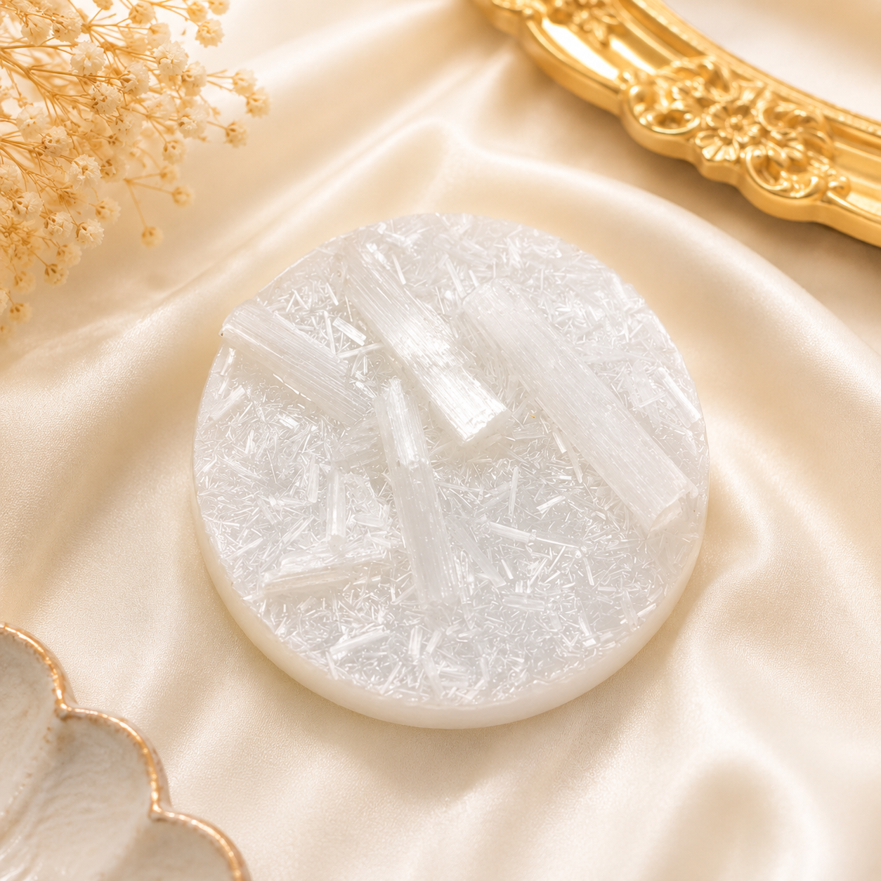 Natural Raw Selenite Plate – Moroccan Crystal Charging Stone