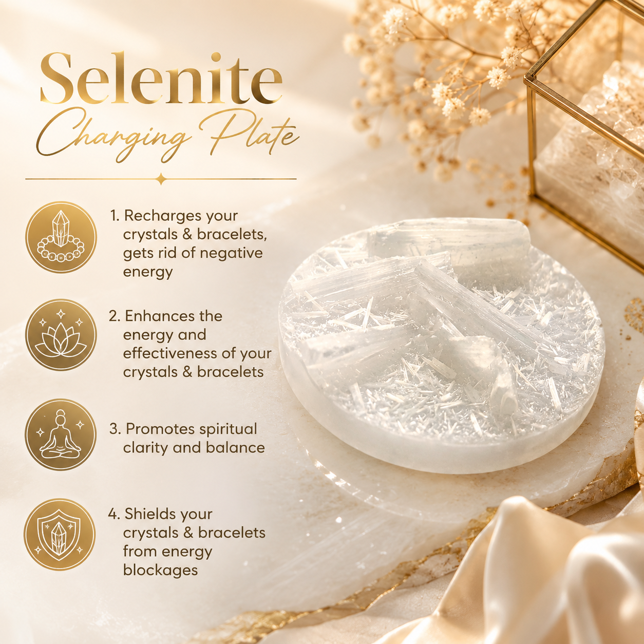 Natural Raw Selenite Plate – Moroccan Crystal Charging Stone
