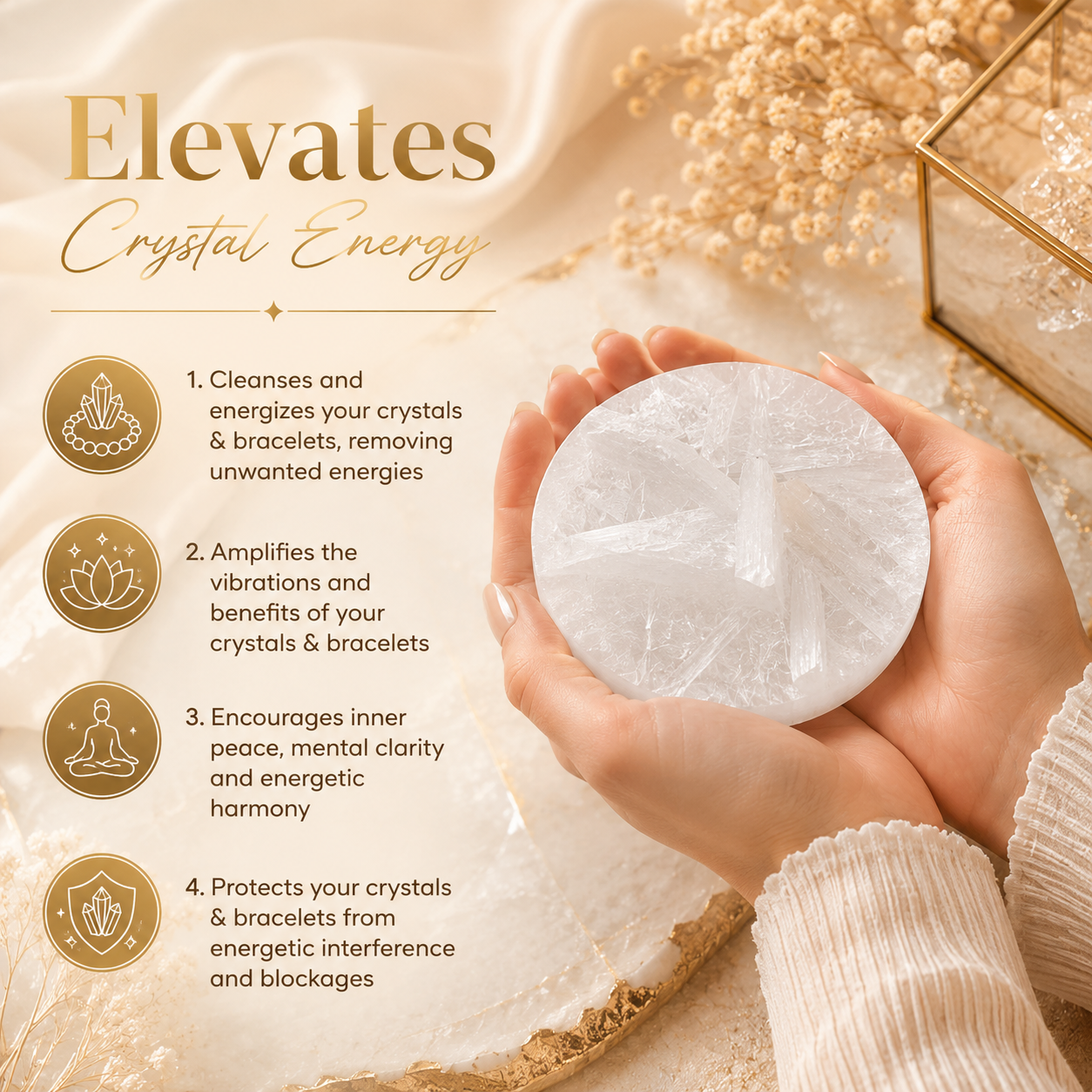 Natural Raw Selenite Plate – Moroccan Crystal Charging Stone