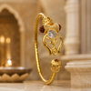 Trident Kada (Gold Plated) - Trishul Damru Kada with 5 Mukhi Rudraksha Beads