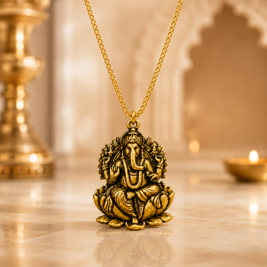 Ganesh Ji Locket with Chain (24K Gold Plated)