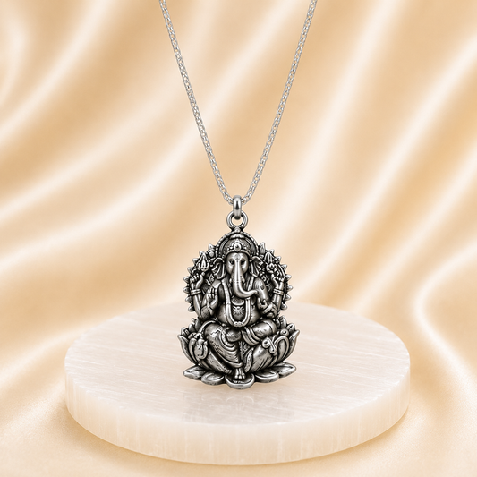 Ganesh Ji Locket with Chain - Free Rudraksha Bracelet