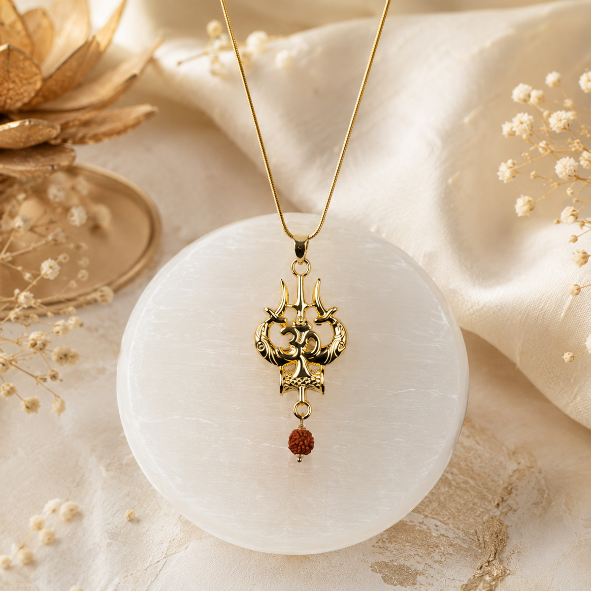 18 Carat Gold Plated Mahakal Locket with Chain - Non Tarnish