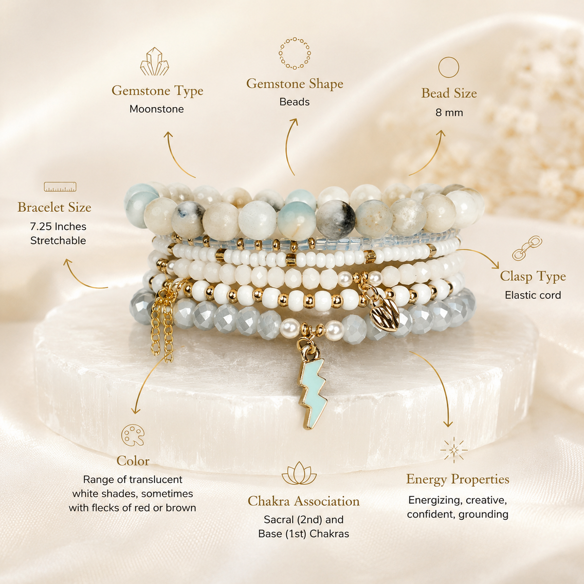 Moonstone ( Set of 6 Bracelets )