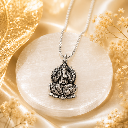 Ganesh Ji Locket with Chain - Free Rudraksha Bracelet