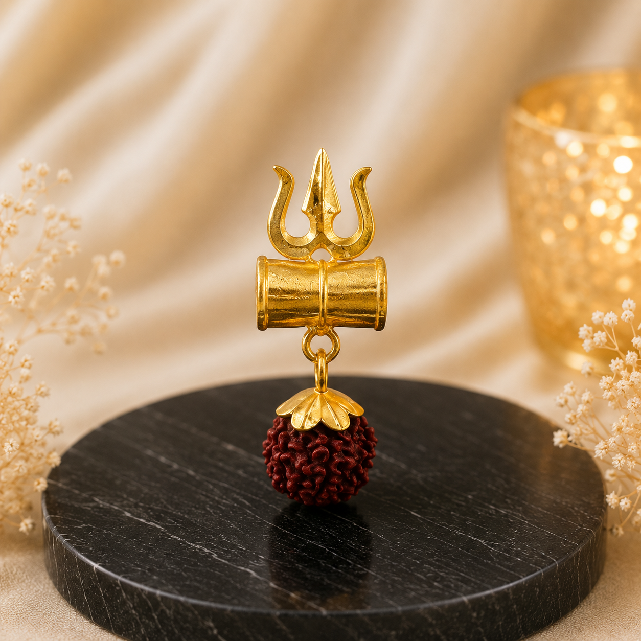 Shiva Shakti Rudraksha Kavach With 5 Mukhi Rudraksha Trishul Damru Pendant