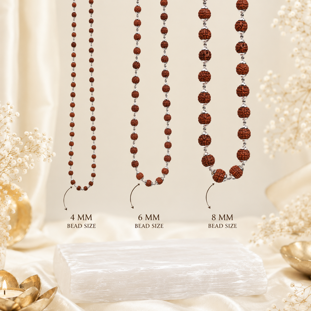 Pure Silver Rudraksha Mala