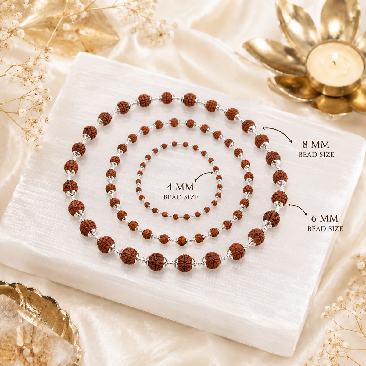 Pure Silver Rudraksha Mala