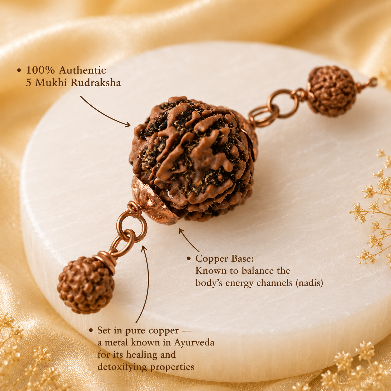 Copper Rudraksha Bracelet ( 5 Mukhi ) Buy 1 Get 1 Free