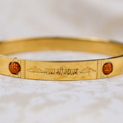 The Resilience Kada ( 18 K Gold Plated ) - Rudraksha