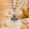 Gaja Lakshmi Locket with 5 Mukhi Rudraksha Mala – Silver Capped